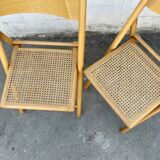Pair of folding chairs with cane seat