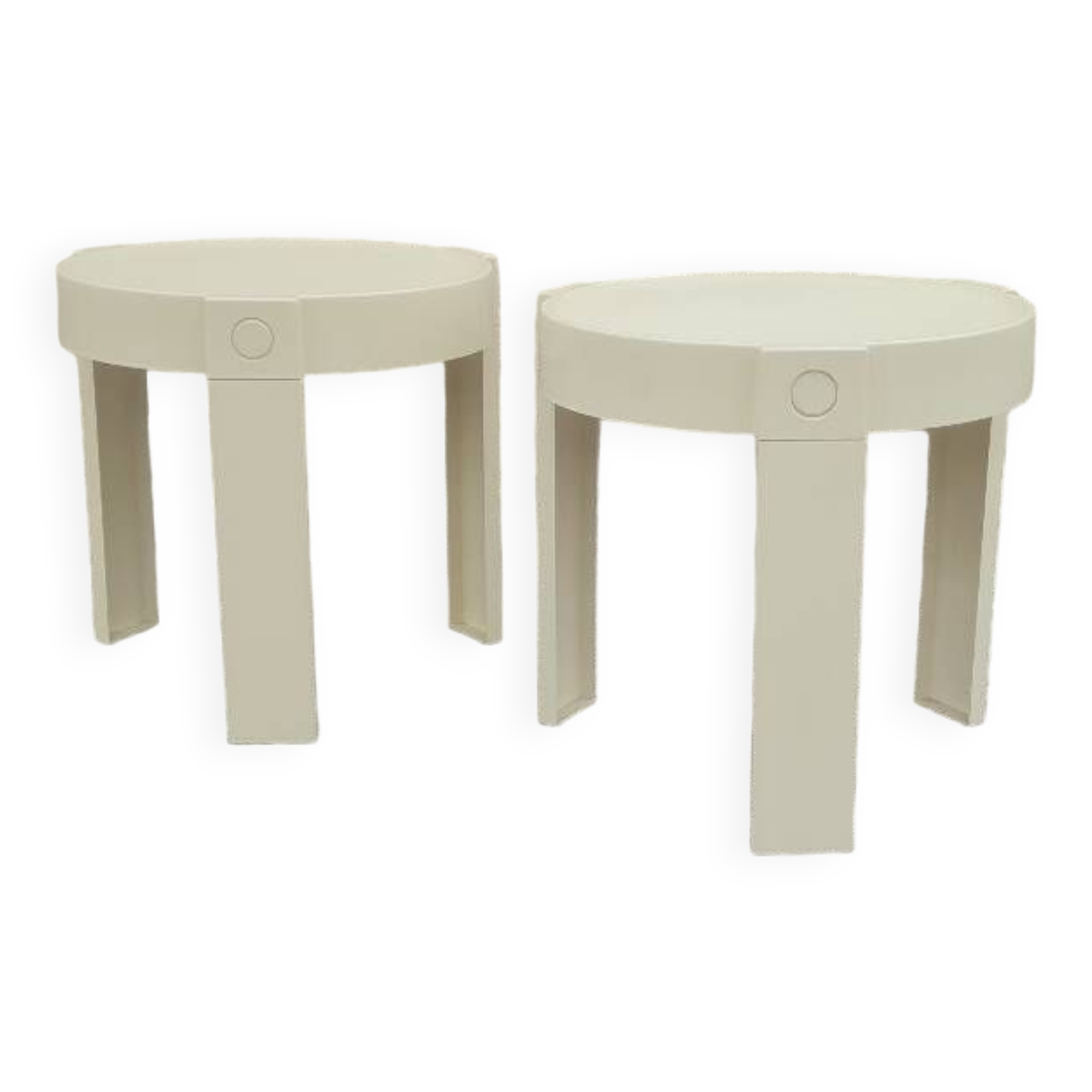 Paire de tables de chevets en plastique blanc design Made in Holland space age 1970