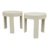 Paire de tables de chevets en plastique blanc design Made in Holland space age 1970