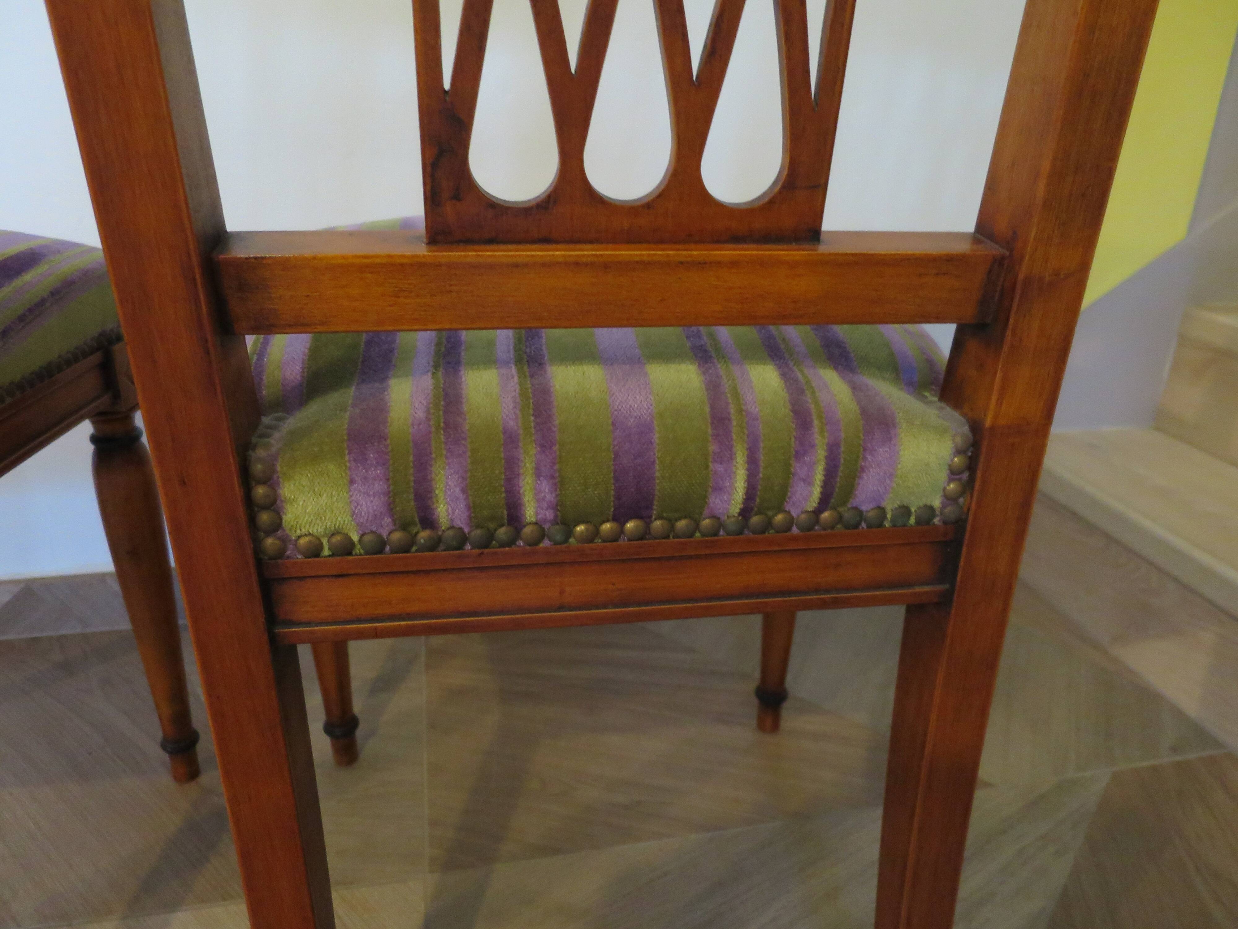 Set of 2 Purple and Green Tapestry Chairs - Cherry