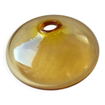 Soliflore Sugahara vintage rond en verre jaune