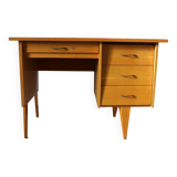 Oak desk, splayed legs, drawers, 1960.