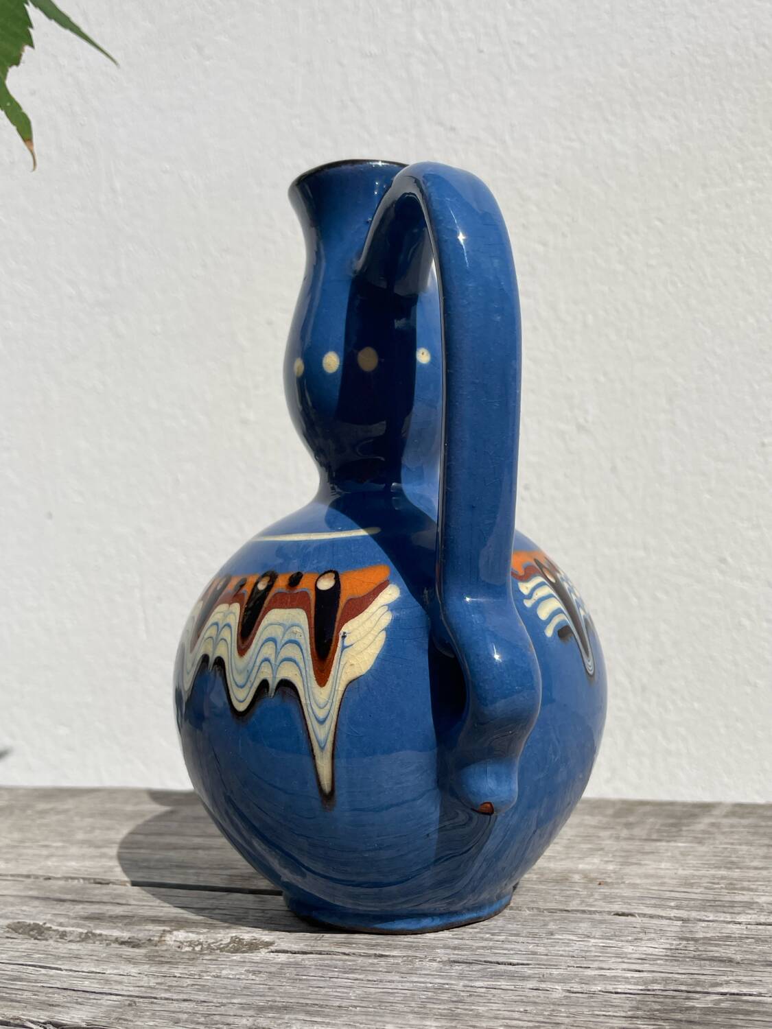 Small ethnic blue ceramic jar / vase