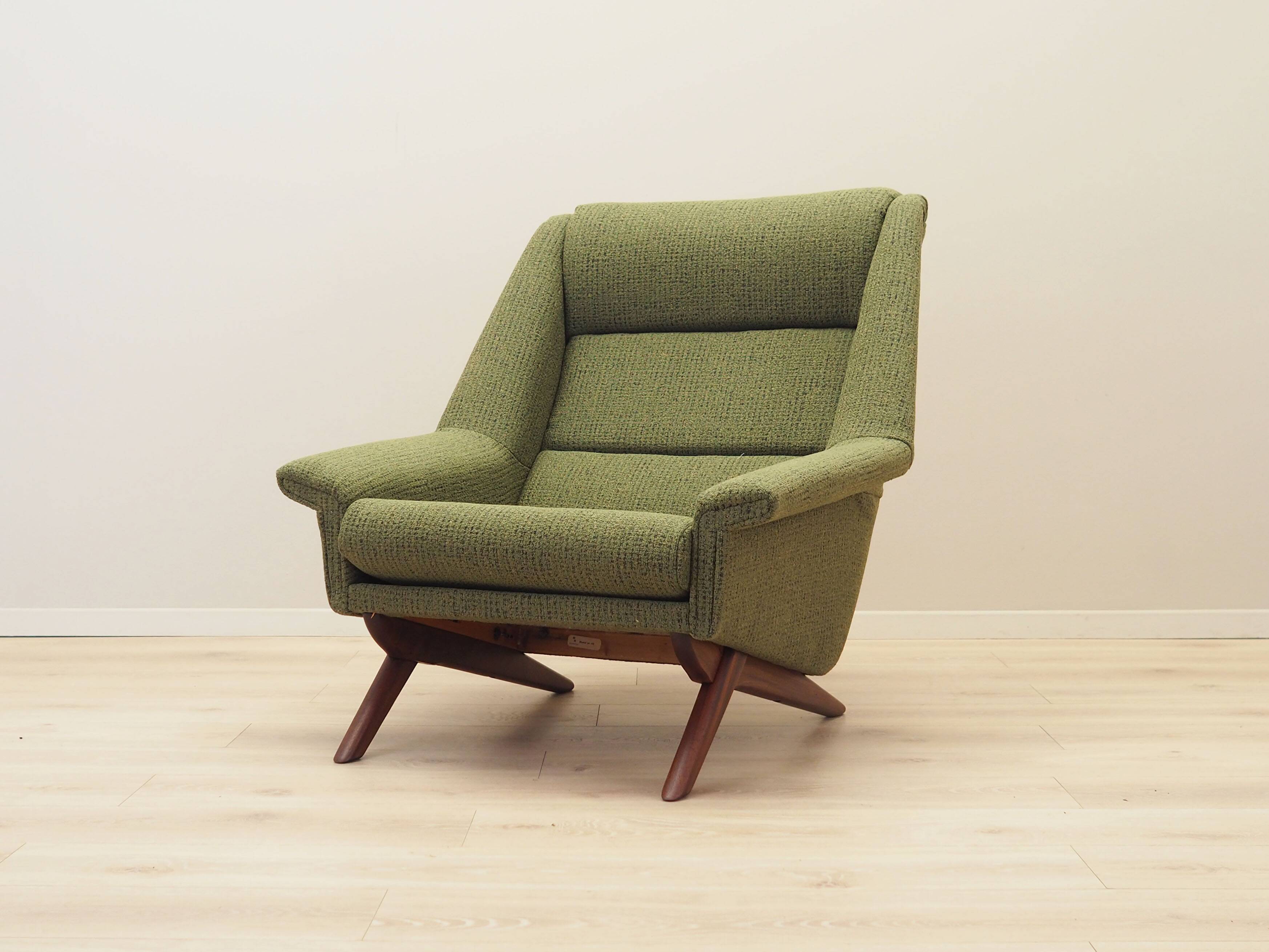 Green armchair, Danish design, 1970s, manufactured by Horsens Møbelfabrik