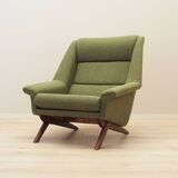 Fauteuil vert, design danois, années 1970, fabrication : Horsens Møbelfabrik
