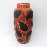 Handmade Orange, Red and Black Glazed Ceramic Vase, Germany