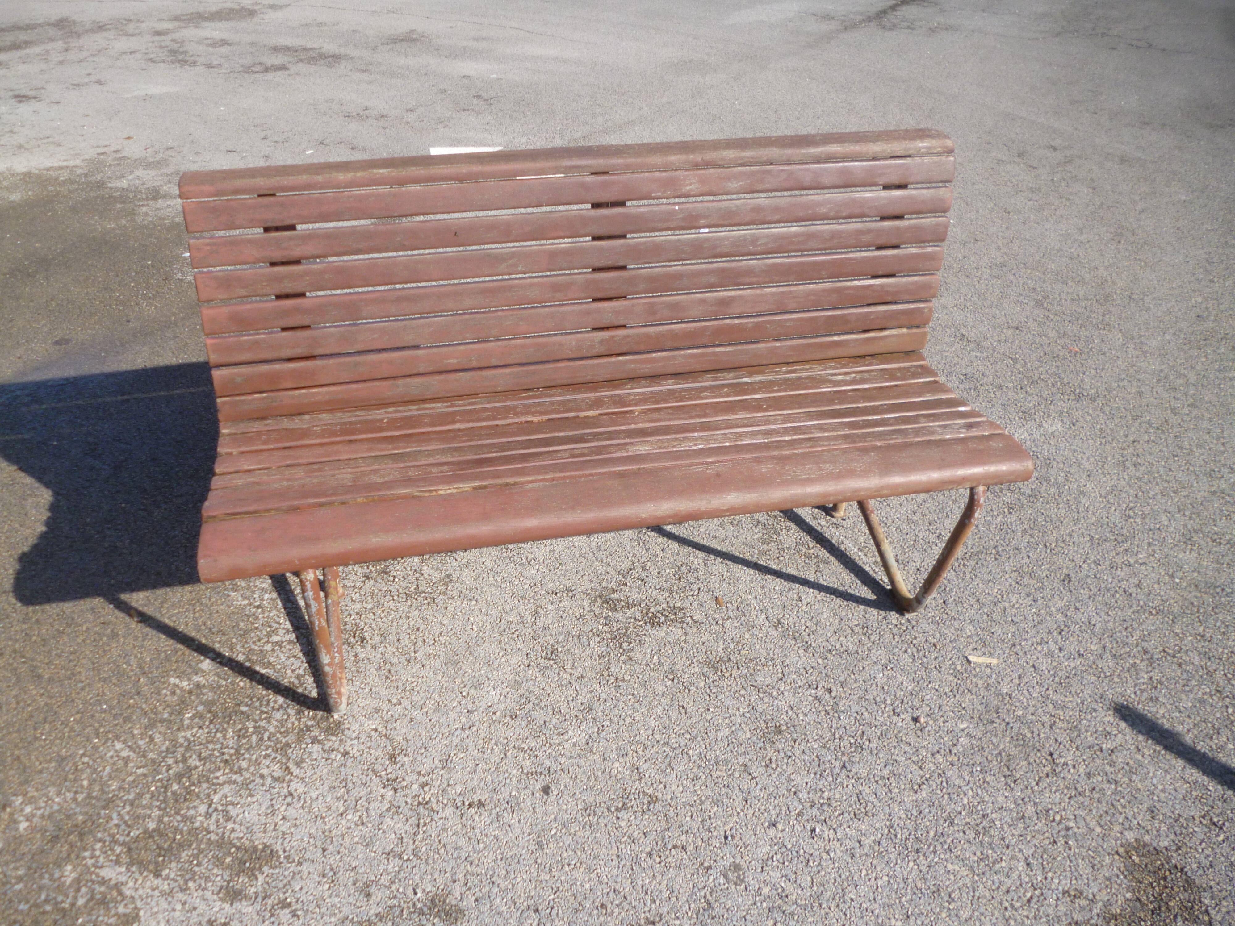Barge bench in wood and iron