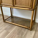 Bamboo shelf and smoked glass