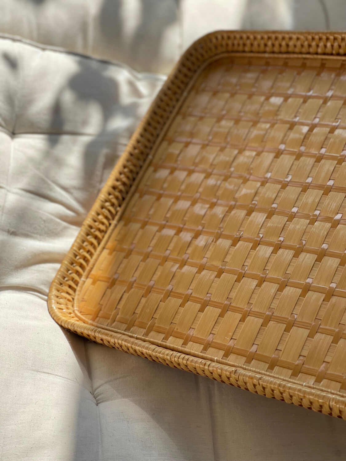 Vintage rattan tray