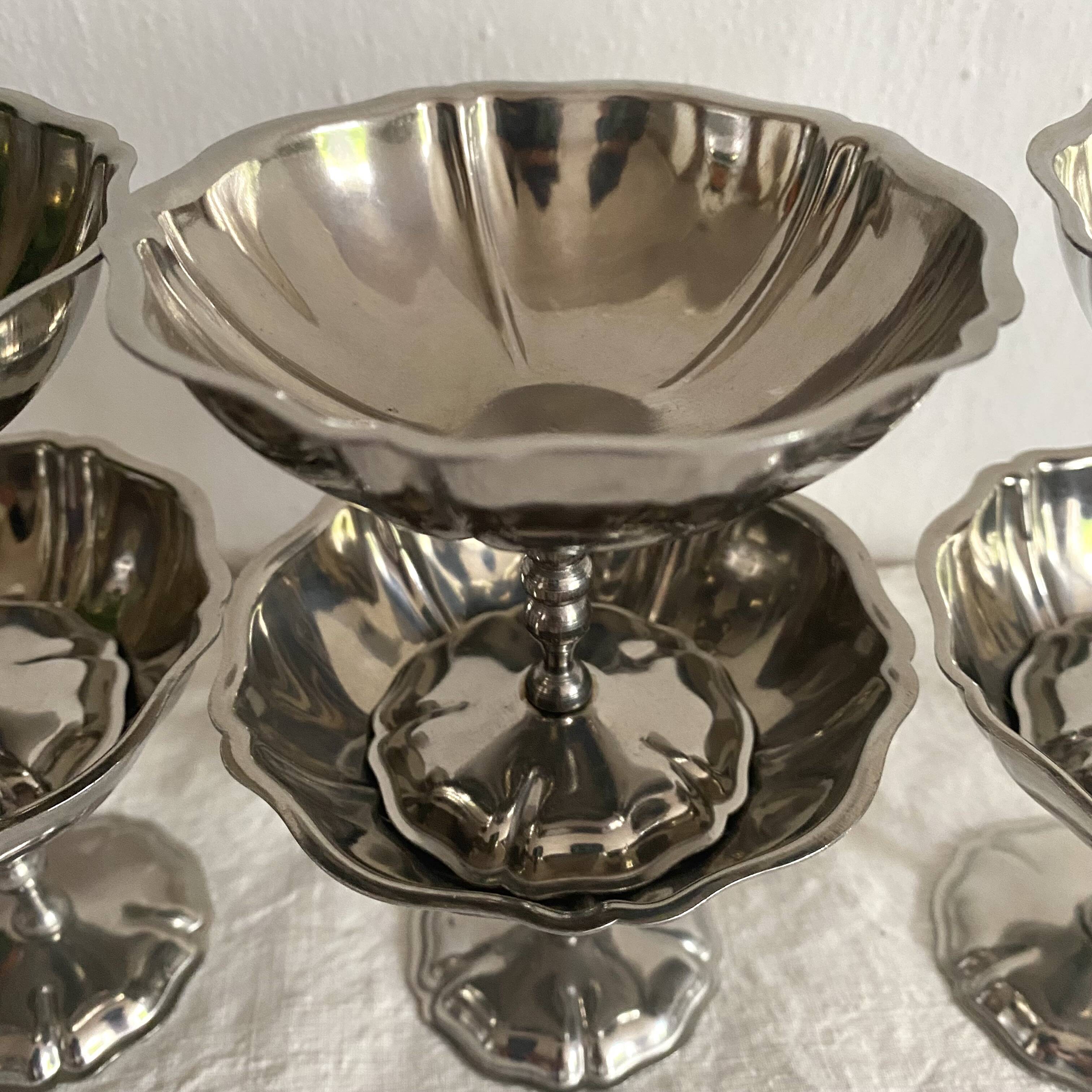Vintage stainless steel stemmed cups