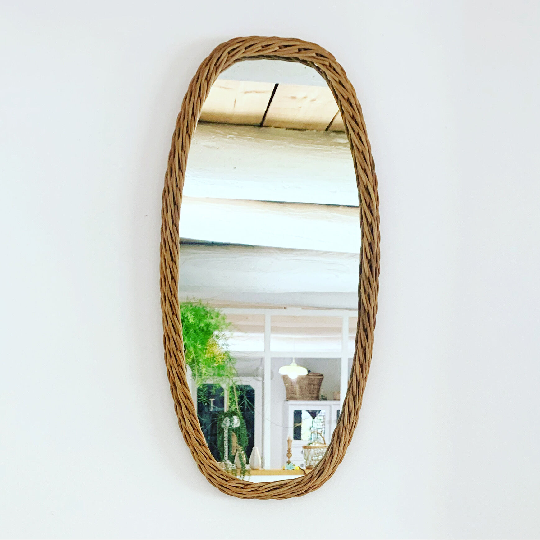 Miroir vintage en osier