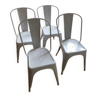 Set of 4 white Tolix chairs – model A – industrial design