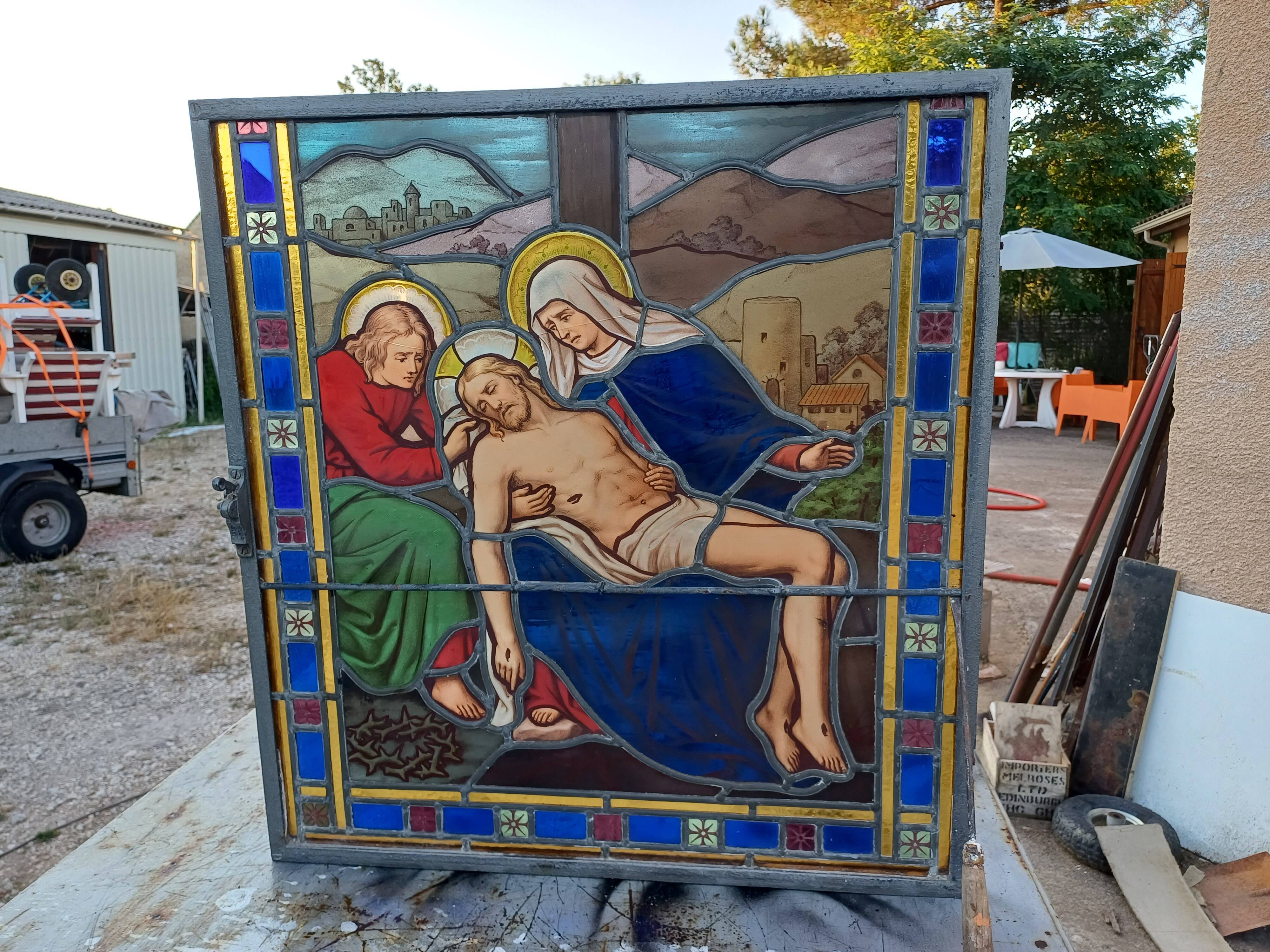 19th century stained glass window “Jesus”