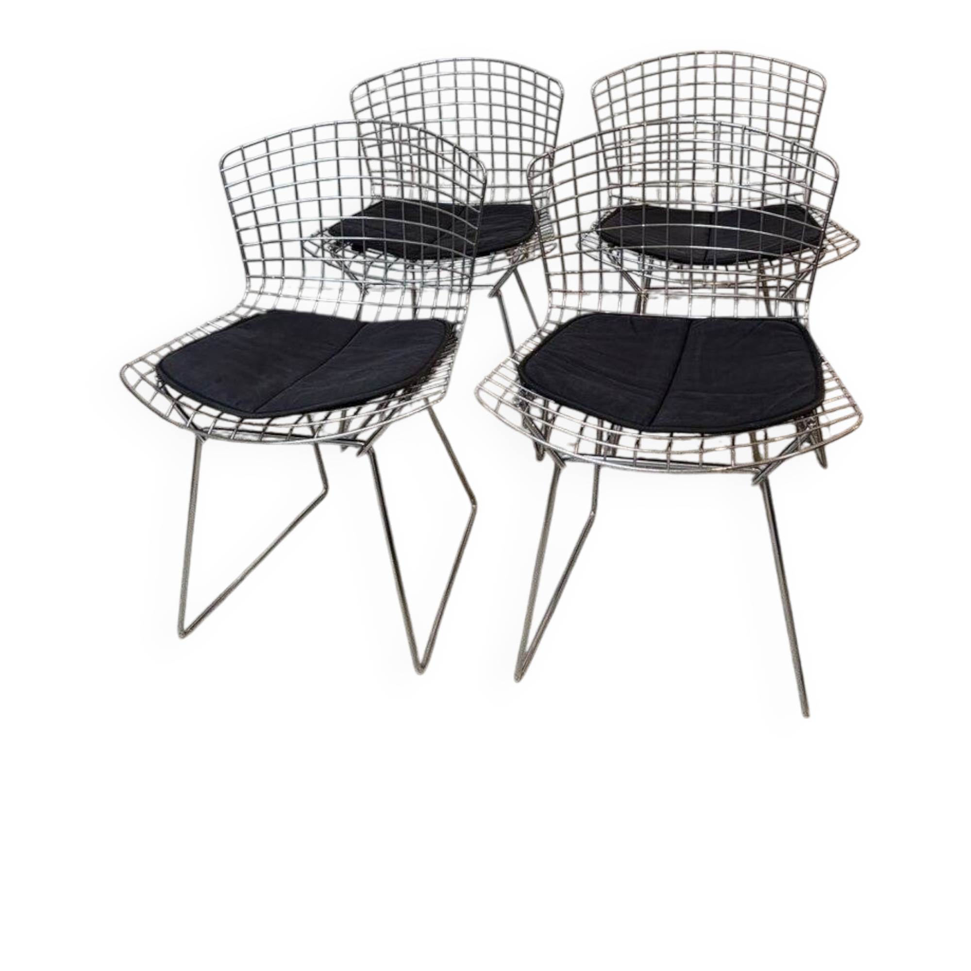 Chrome-plated side chairs by Harry Bertoia for Knoll, 1970s, set of 4