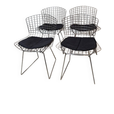 Chaises latérales chromées par Harry Bertoia pour Knoll, années 1970, ensemble de 4