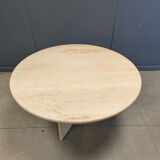 Round Italian travertine dining table 1970s