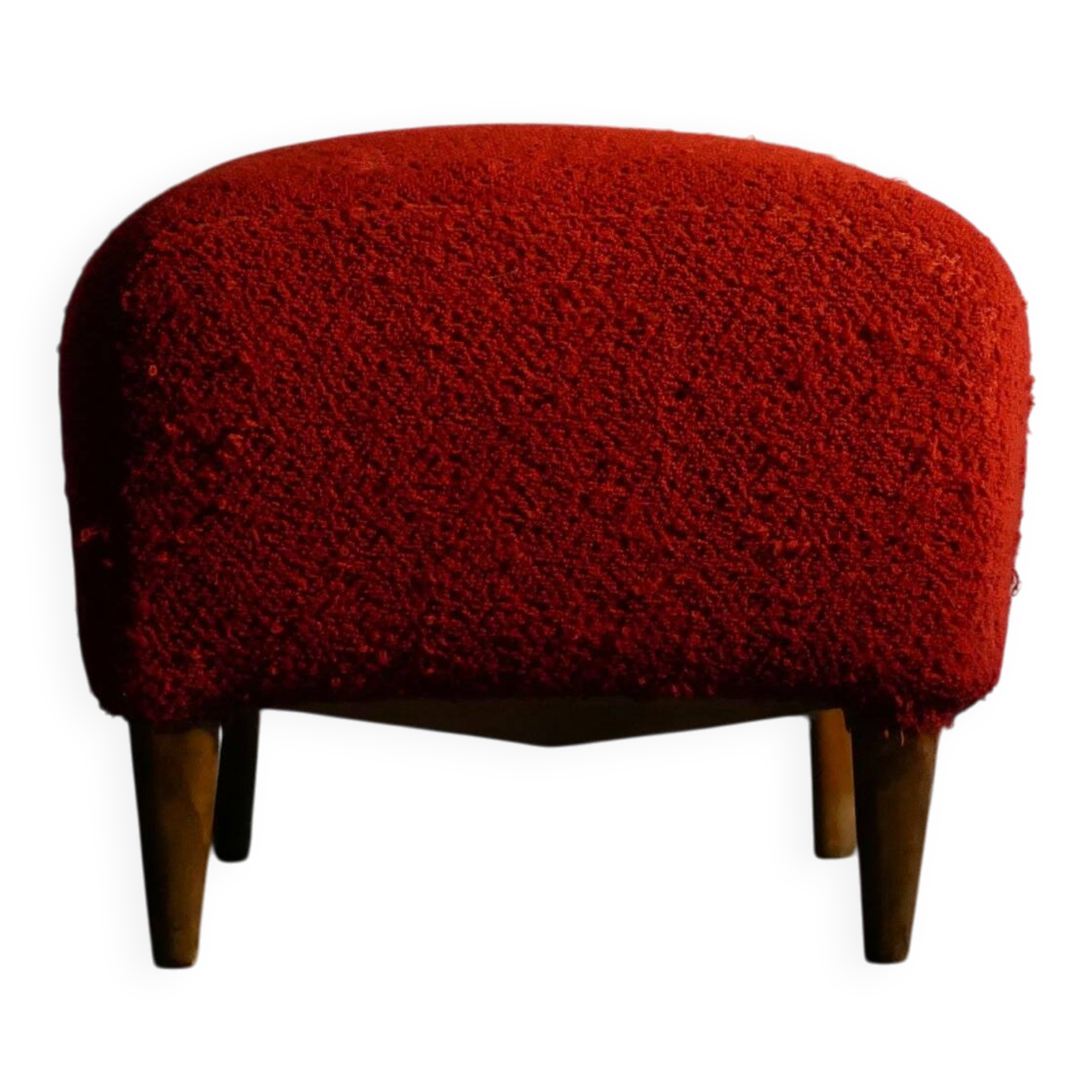 Pouf bouclé rationaliste dans le style de Gio Ponti, Italie, années 40.