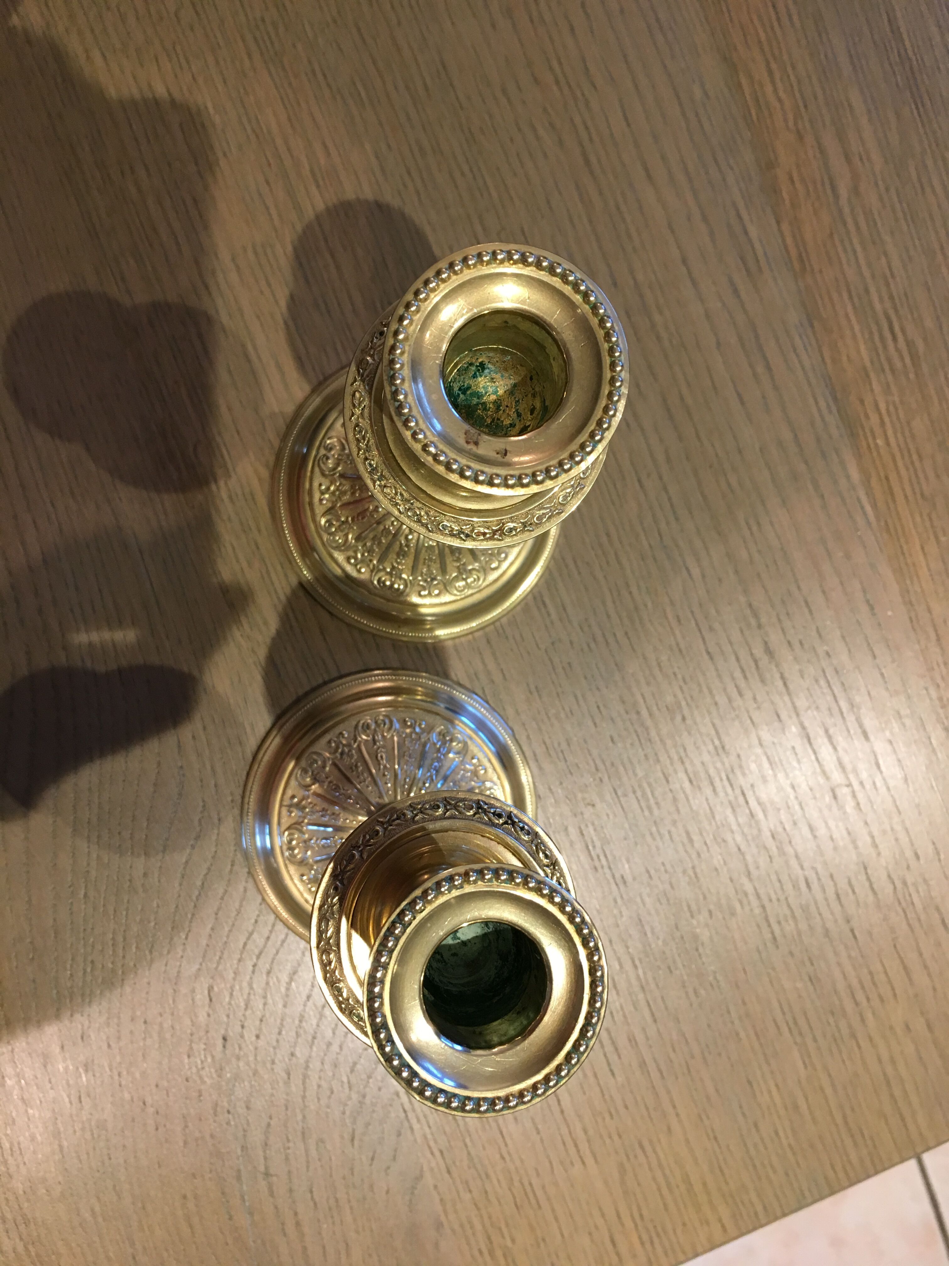 Ancient brass candlesticks