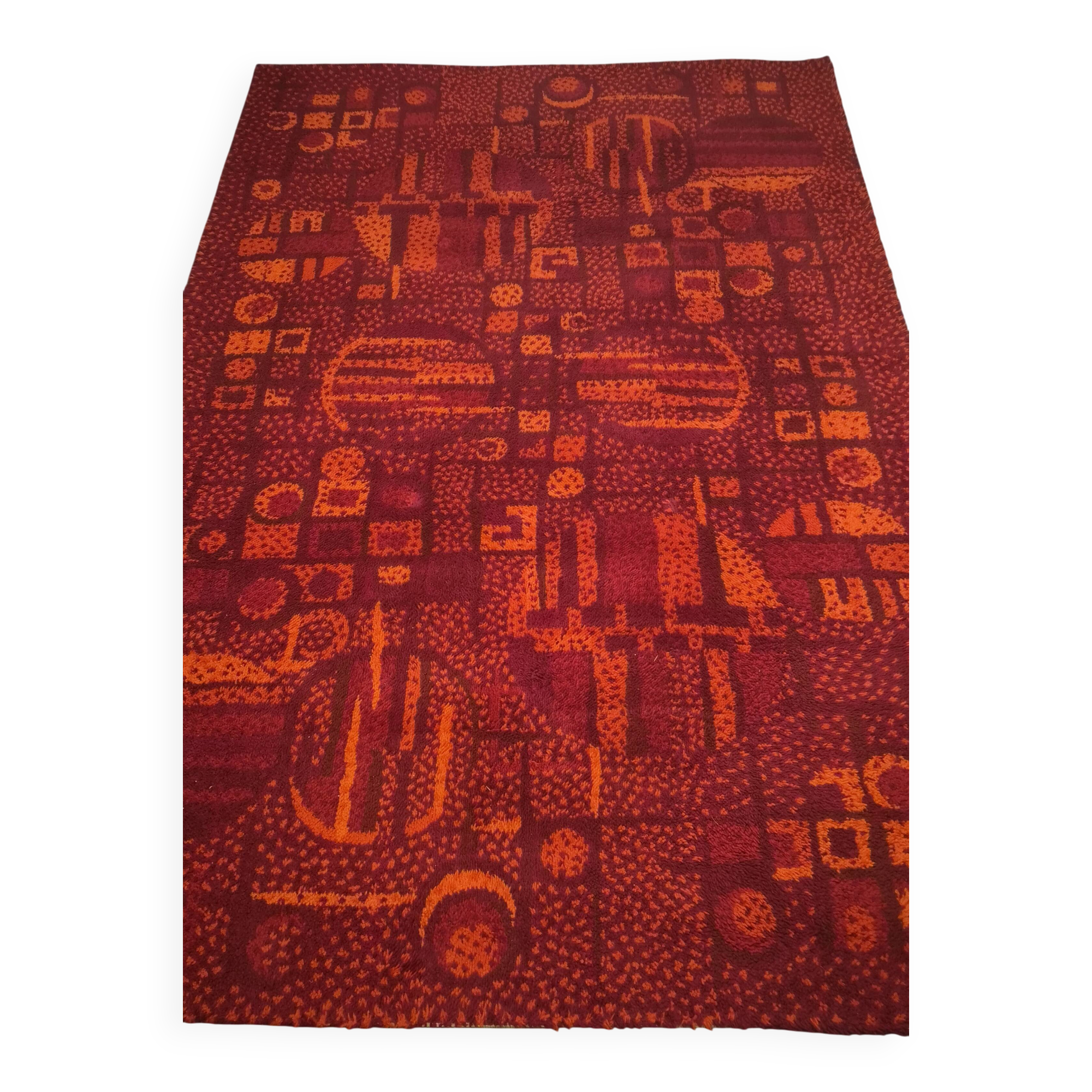 Large vintage rug from France, 1970s – 100% pure wool – 200 × 300.
