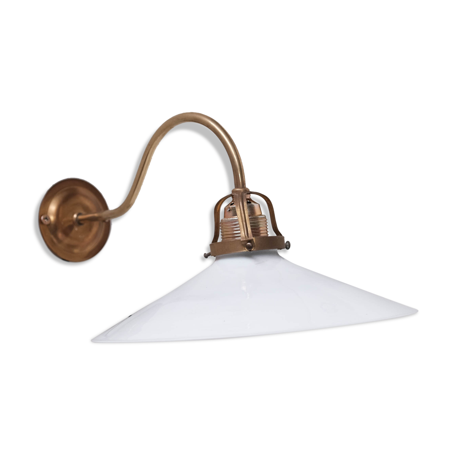 Opaline, brass and reflective glass wall light