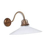 Applique murale opaline, laiton et verre réfléchissant