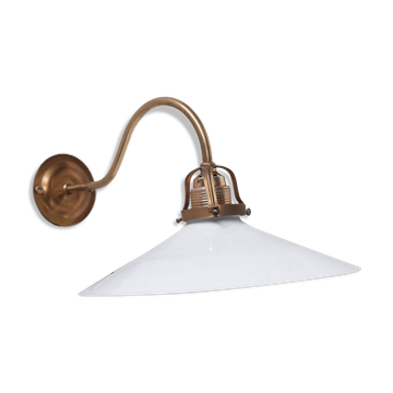 Opaline, brass and reflective glass wall light