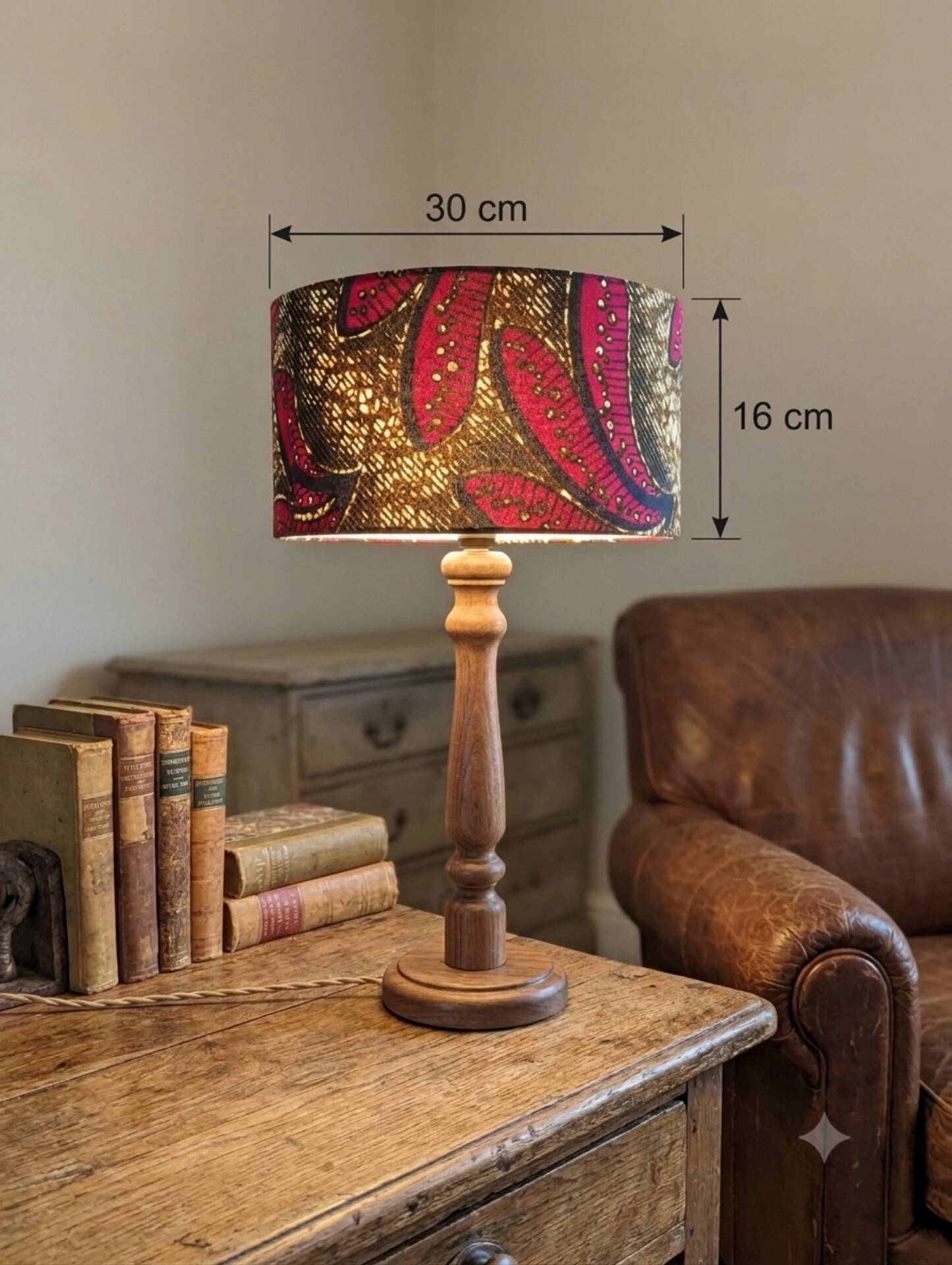 Lampshade / fabric suspension with ethnic printed wax