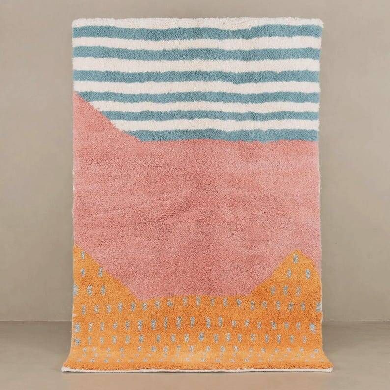 Handmade traditional pure wool rug 2/3 m