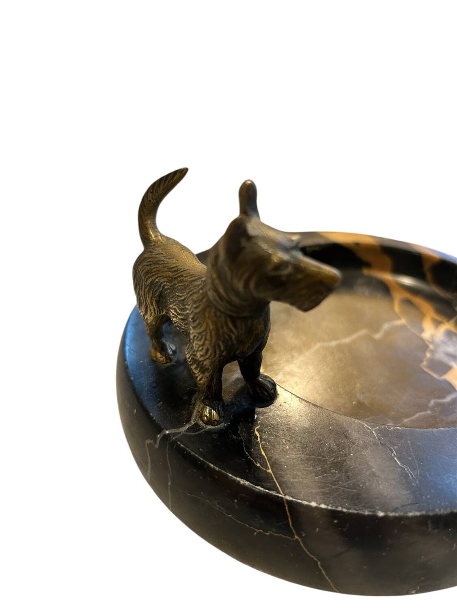 Vienna bronze tray with dog scottish terrier austria marble catchall