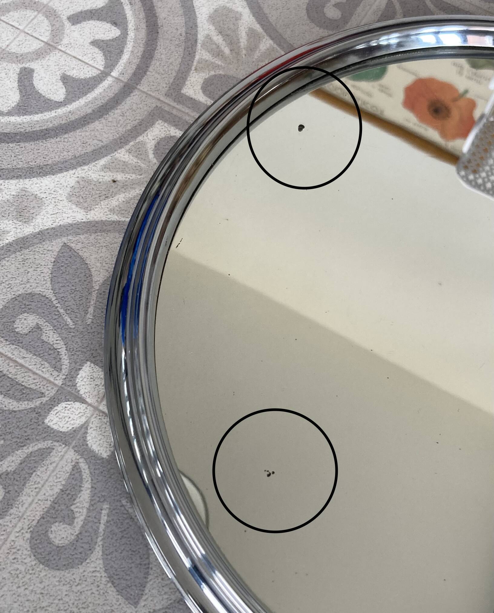 Art Deco silver contour mirror tray