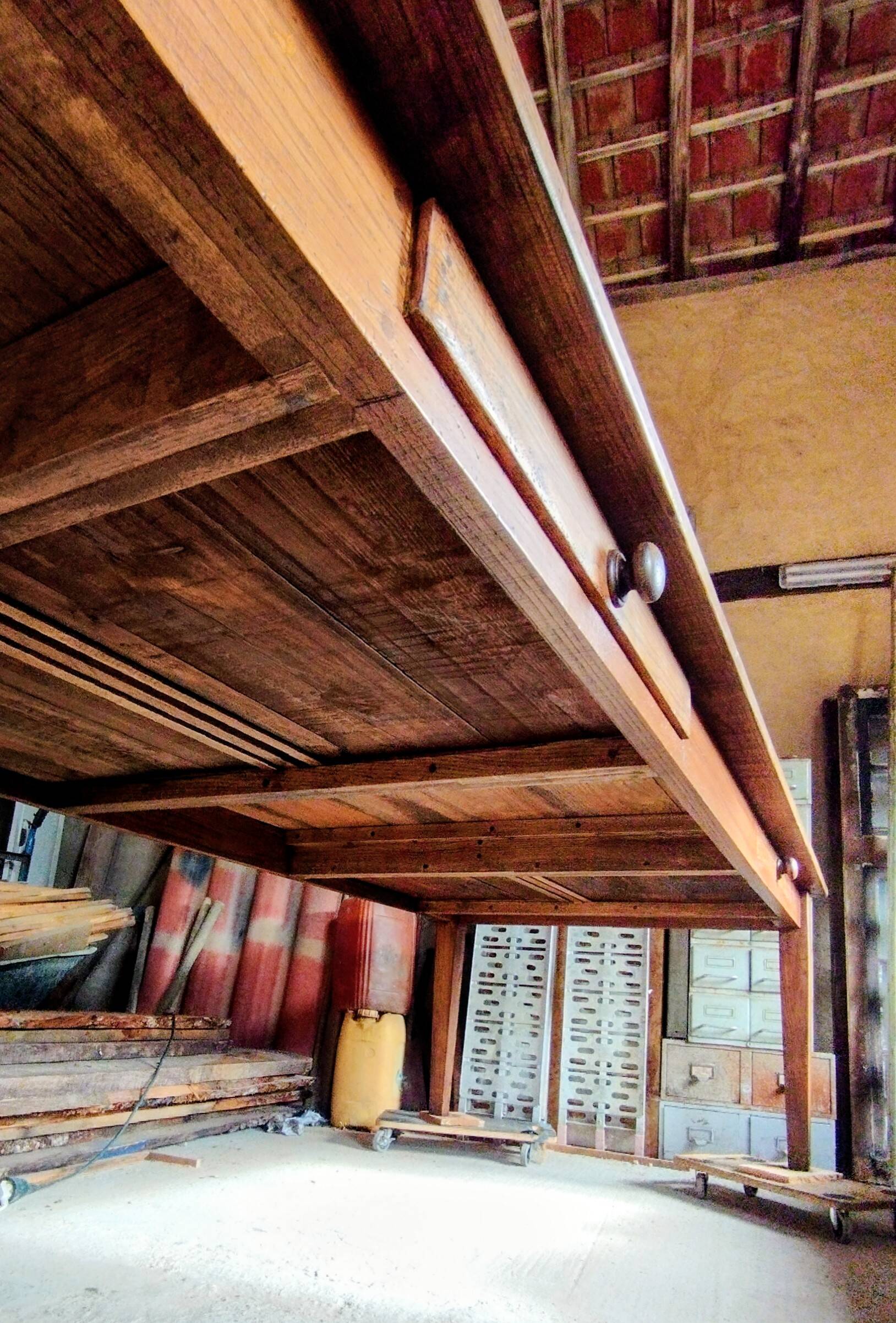 Solid oak farmhouse table, 270x120 cm, with 4 drawers