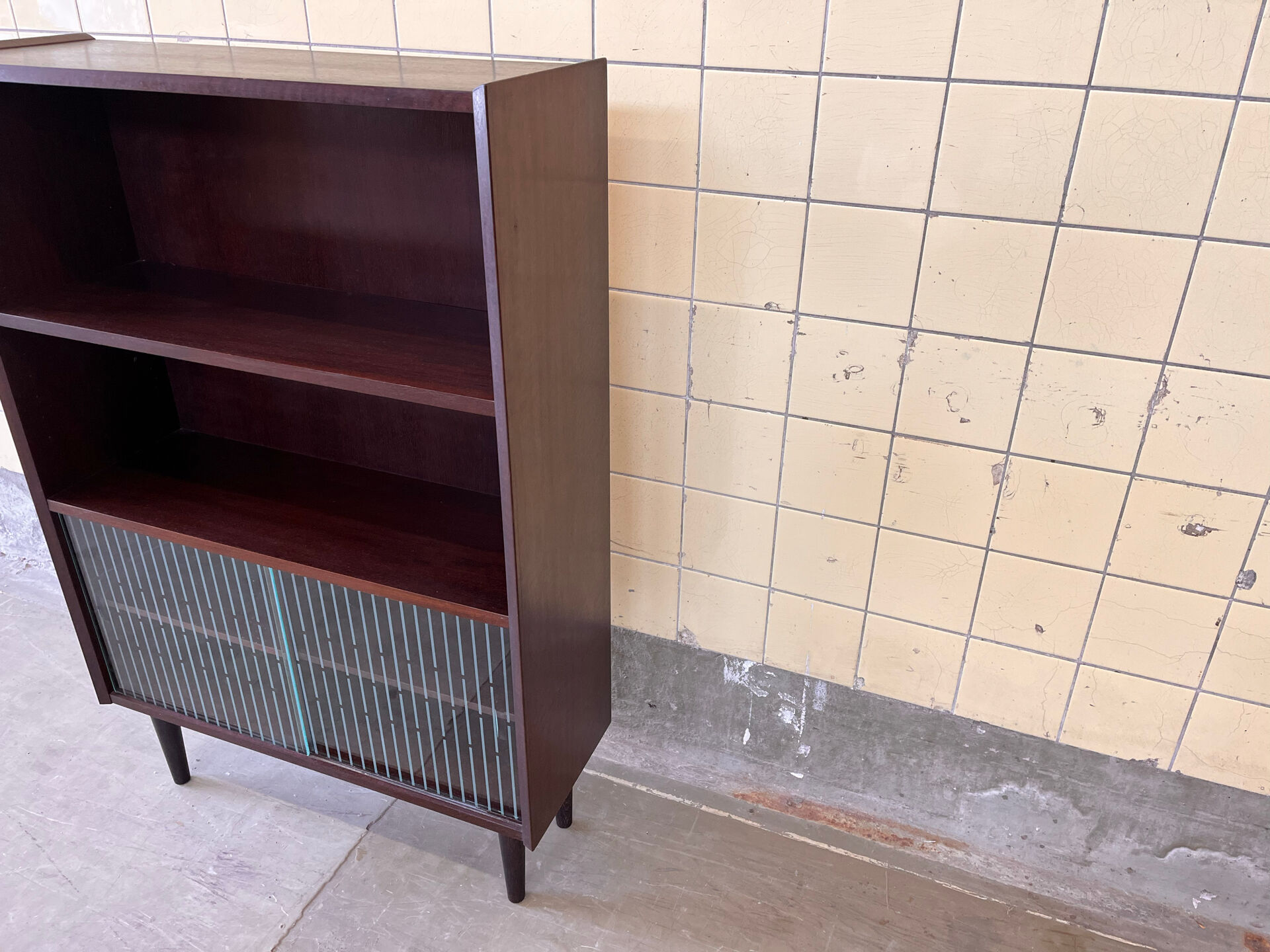 Danish bookcase with glass display