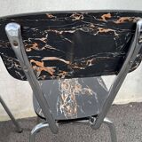 Black marbled formica chairs