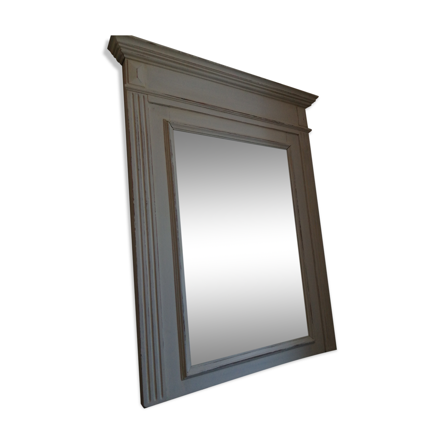 Beveled fireplace mirror