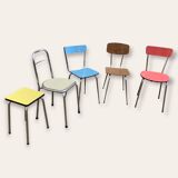 Mismatched formica chairs and stool 1960