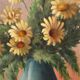 Painting bouquet of yellow daisies signed Auguste Boiteux