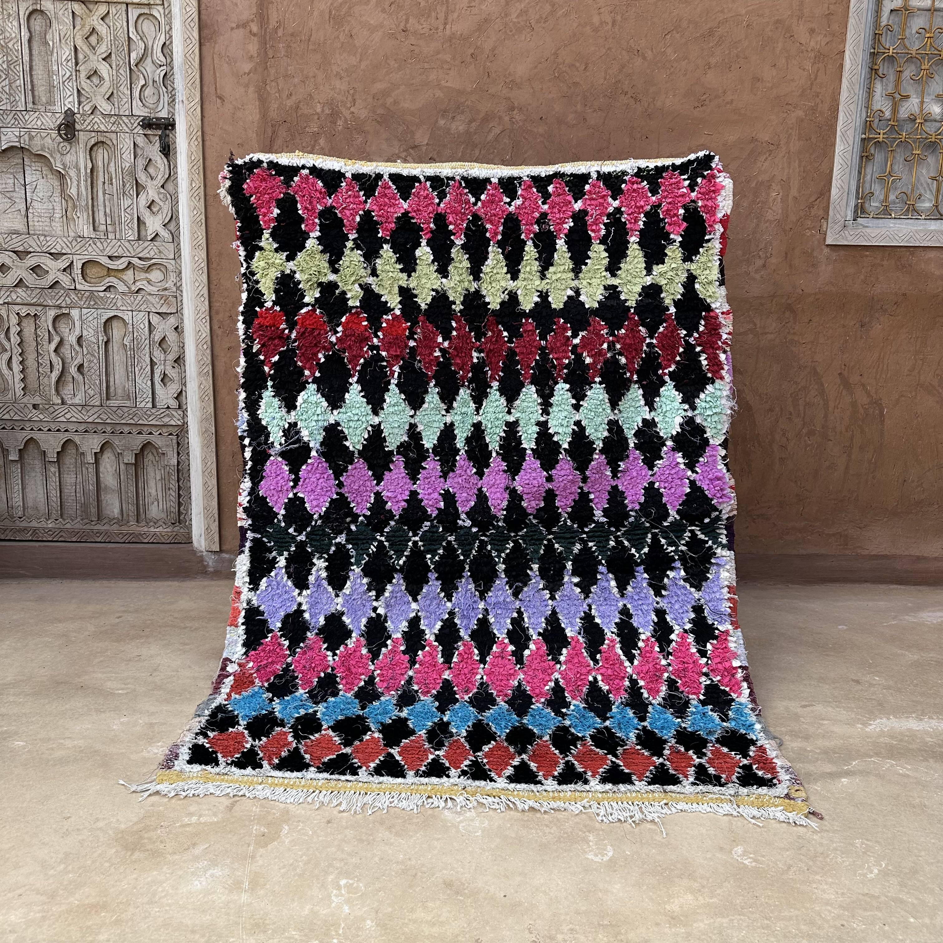 Colorful Boucherouite Berber rug - 120 x 162 cm