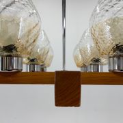 1970's Wood, Chrome & Glass Chandelier by Elektroinstala Decin, Labeled