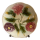 Ancienne assiette barbotine 3 fleurs art déco