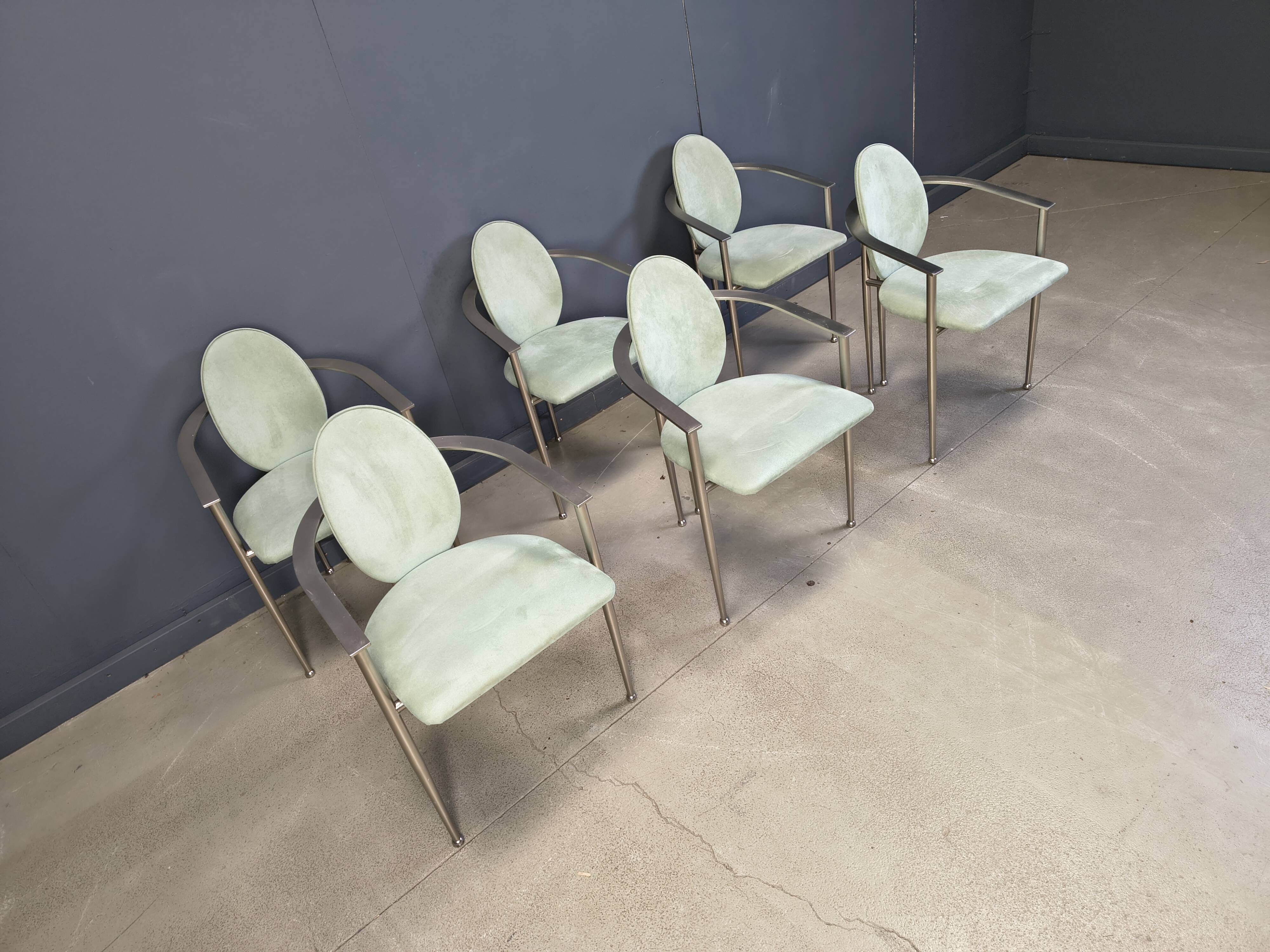 Vintage dining chairs by Belgo chrom, set of 6 - 1980s