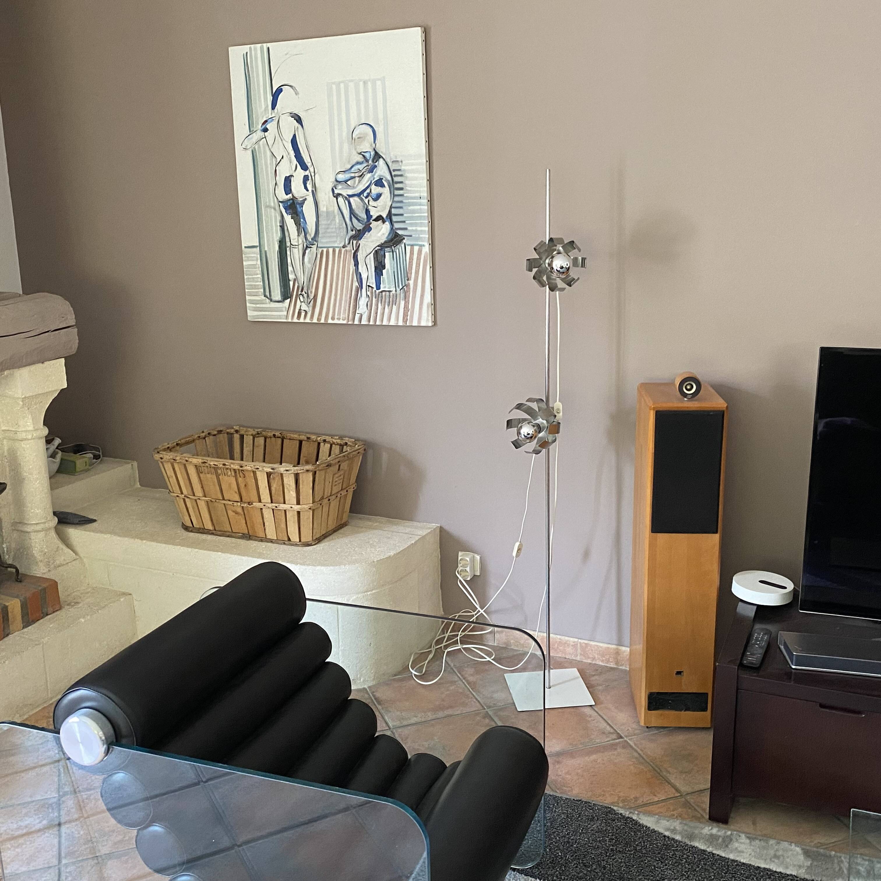 Space age floor lamp. 2 sputnik spots. 1970.