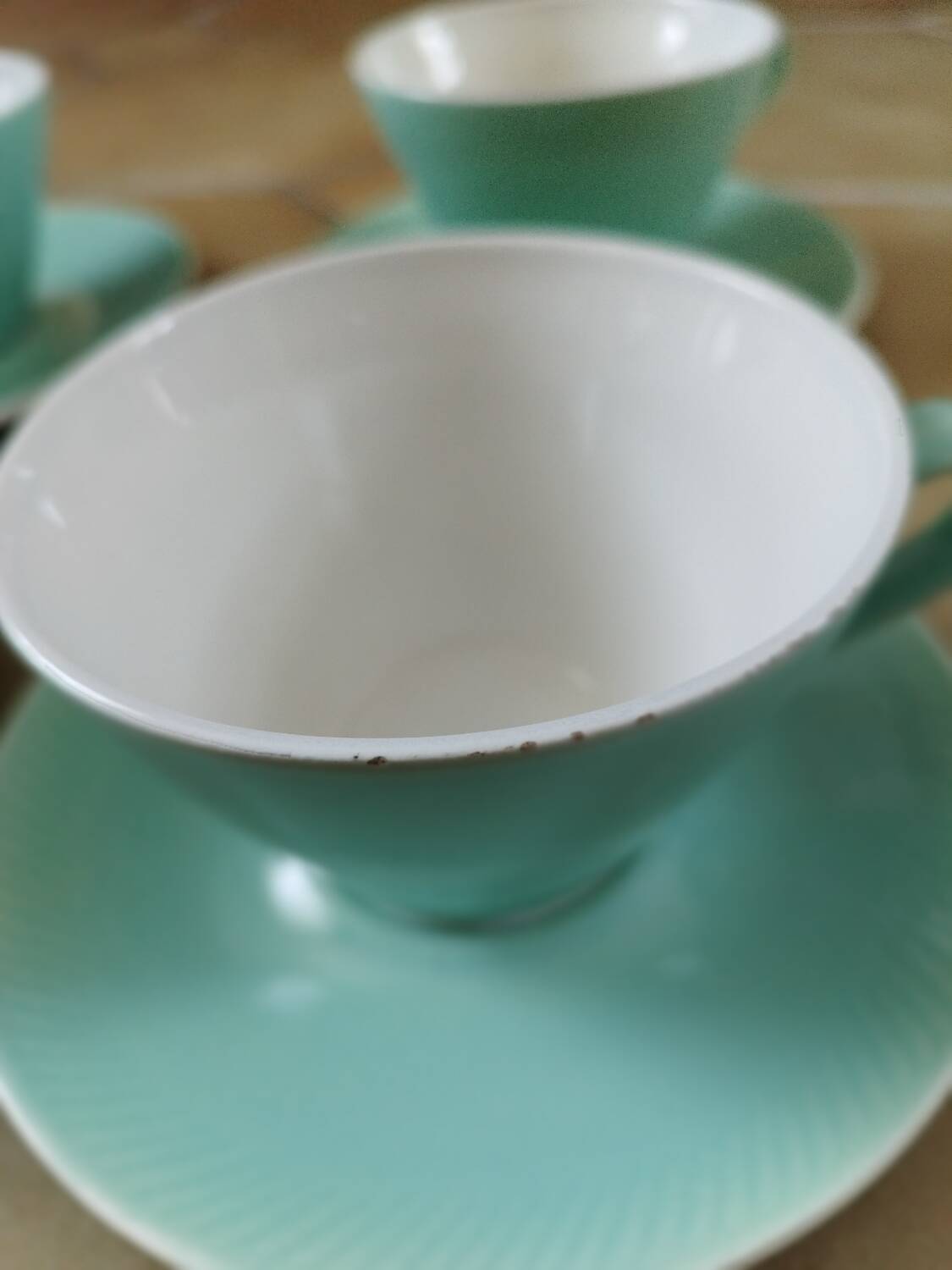 4 large old Fenal Badonviller water green cups