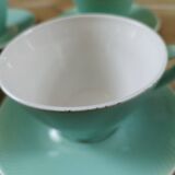 4 grande tasses anciennes Fenal Badonviller vert d'eau