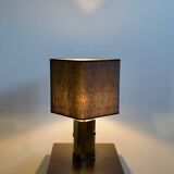 POLISHED/FROSTED BRONZE LAMP MICHEL MANGEMATIN FRANCE 1960