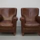 Vintage Dutch Cognac Colored Leather Club Chair, Set of 2