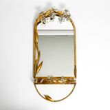 Metall wall mirror and matching shelf gold plated plated by Banci Firenze