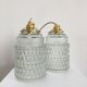 Pair of vintage molded pressed glass pendant lights