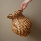 Vase braided natural fiber ethnic decoration tribal bohemian countryside artisanal manufacturing jar