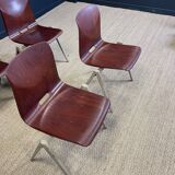 Ensemble de 4 chaises Galvanitas S22 acajou acier greige Pays Bas années 70