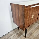 Mid-century 1960s mahogany sideboard with glass top